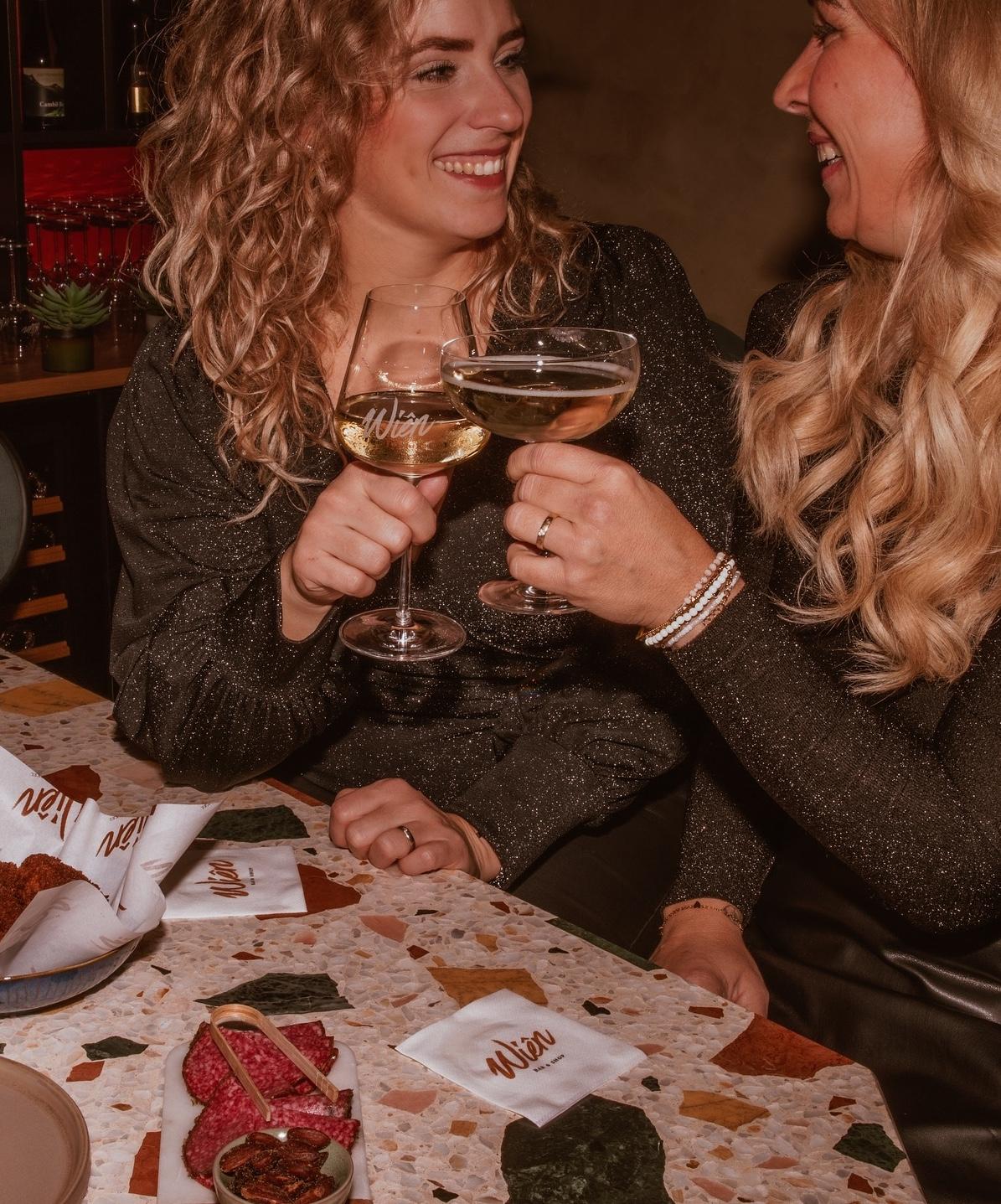 Wijnproeverij proosten dames