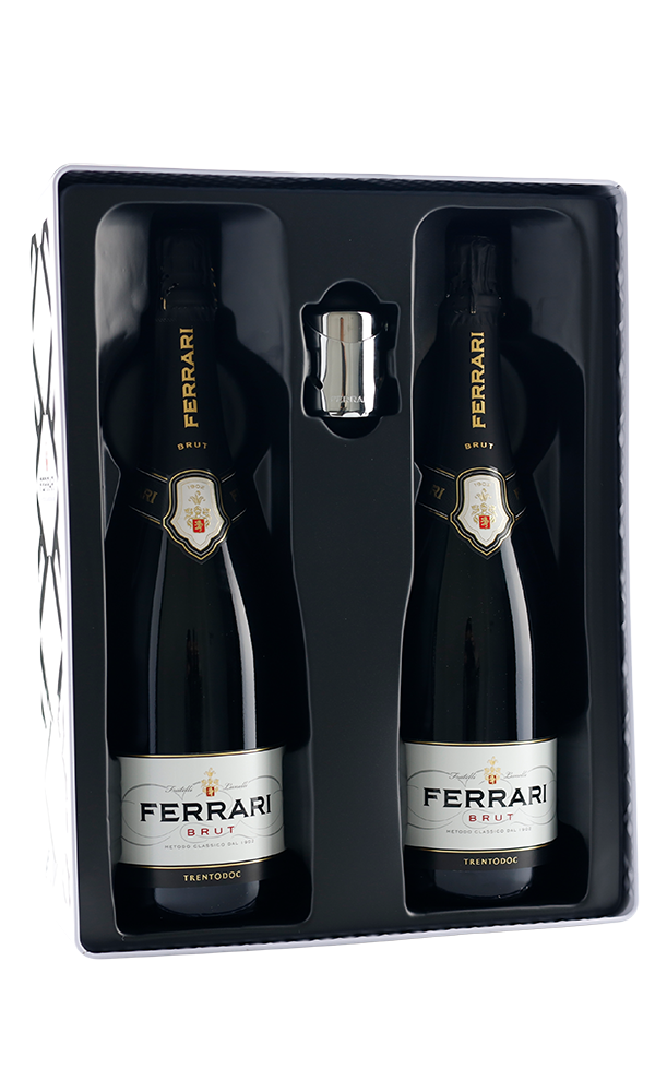 Ferrari,  Ferrari, White Tin Gift box 2 fles Brut+ Stopper