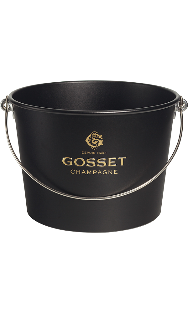 Champagne Gosset,  Aluminium Champagnebowl zwart / goud 5 fles