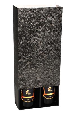 Verpakking,  Drawerbox dash gray + sleeve, voor 2 flessen. Geschikt voor Bourgogne flessen