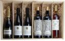 Houten kist,  Geschenkkist 'Luxe Dinerbox' inh. 6 flessen wijn